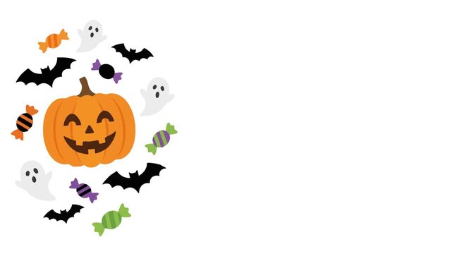 Halloween Animation with Floating Pumpkin Ghosts and Bats