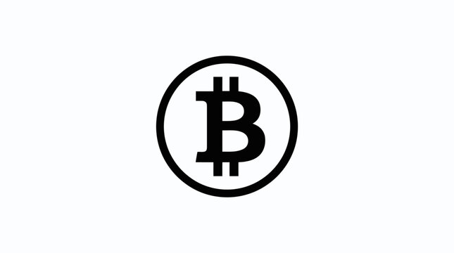 Bitcoin cryptocurrency symbol minimalist black and white logo