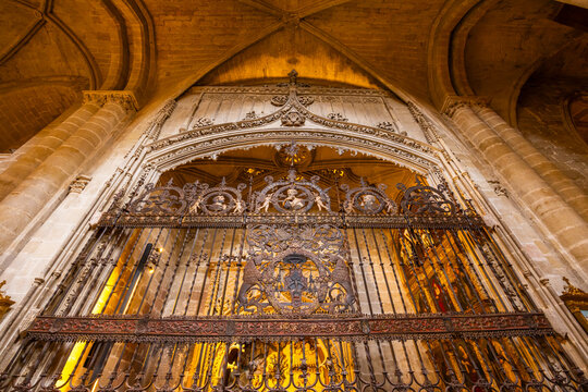 Ornate iron reja inside Santo Domingo de la Calzada Cathedral