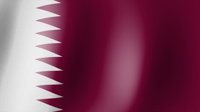 Qatar Flag Fluttering in Wind Loop Animation, Realistic Qatar National Flag Background.