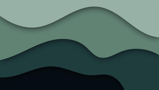 Abstract green paper cut wave background with multi layered 3D shadow effect