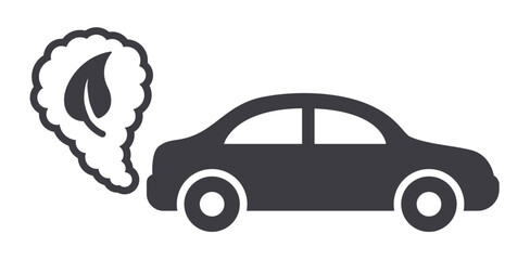 Naklejka premium Eco-Friendly Car Icon with Leaf Cloud Symbol