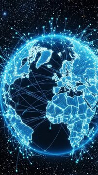A Stunning Visual Journey Through a Digital Representation of Earth, Highlighting Global Connectivity and Mapping with Intricate Data Visualization