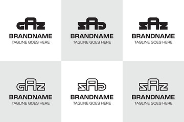 Naklejka premium Letters GAZ SAD SAZ Monogram Logo Set