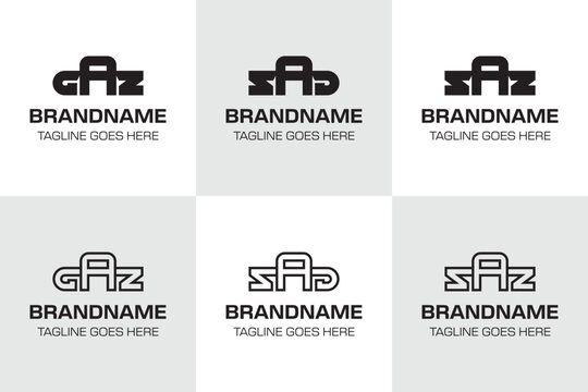 Letters GAZ SAD SAZ Monogram Logo Set