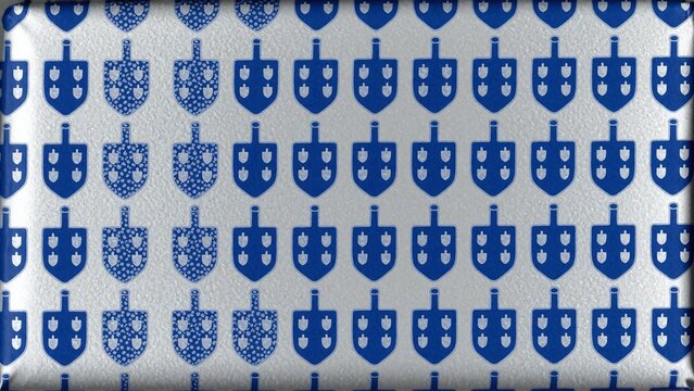 Blue silver gift paper with dreidel pattern