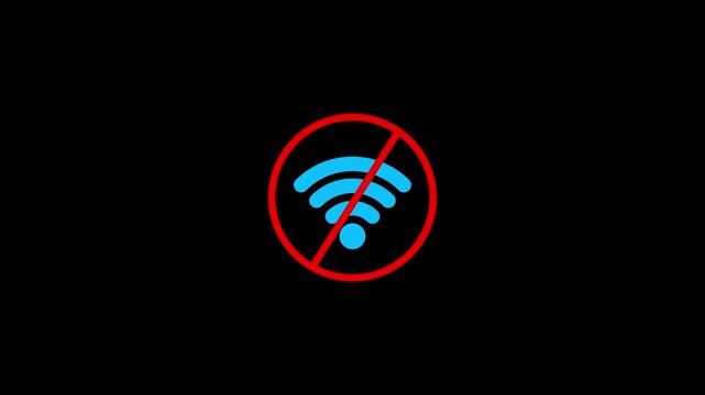 No Internet Connection Icon Animation, Network Offline and WiFi Signal Problem Concept