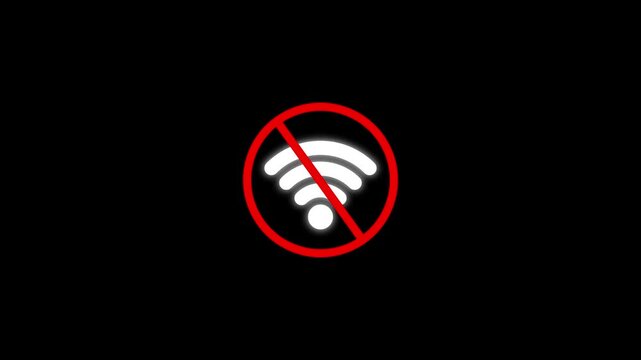 No Internet Connection Icon Animation, Network Offline and WiFi Signal Problem Concept