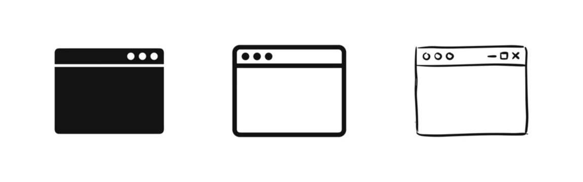 Web browser window icon set, simple interface elements, website and internet navigation concept