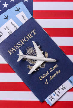 US passport for travelling, flying and doing business. USA document, id