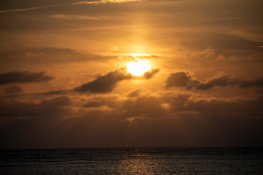 Sunset by the sea in Anping, Tainan, Taiwan