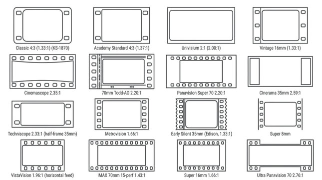 Collection of Film Reel Formats and Aspect Ratios