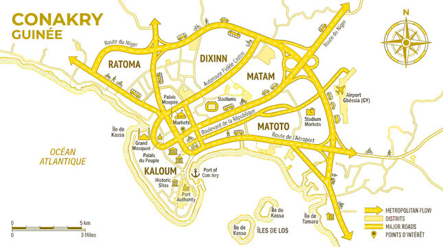 Conakry Guinea Map: Urban Planning, Road Network, and Transportation Routes