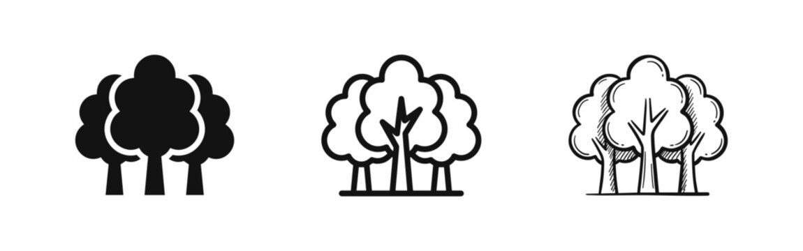 Forest or tree cluster icon set