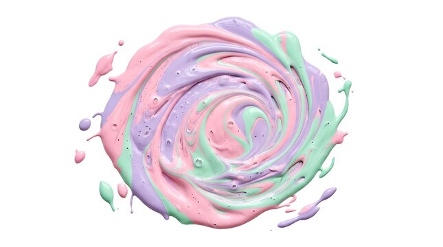 Pastel swirl paint splatter isolated on white
