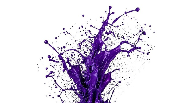 Dynamic purple liquid splash isolated on white background