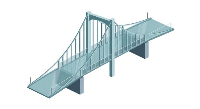 Steel pedestrian bridge with railings.