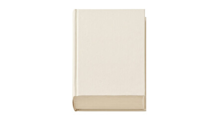 Plain cream colored hardcover book standing upright on a white background © Sapphire