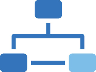 Obraz premium Blue hierarchy diagram with rounded rectangles, connected by lines on a white background structure