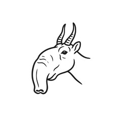 Fototapeta premium Saiga Antelope Head Illustration - Minimalist Line Art Drawing