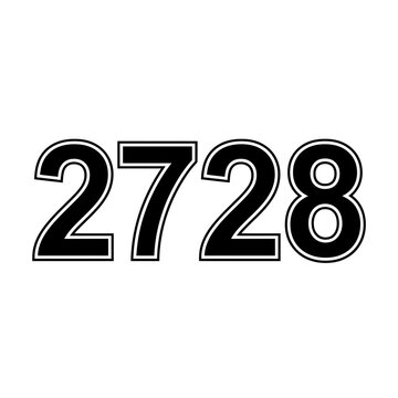 Bold Black Number 2728 Isolated on White Background