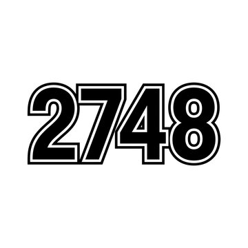 Bold Black Number 2748 with White Outline on White Background