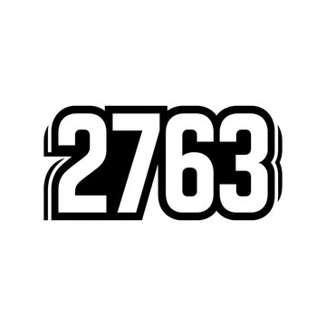 Bold Black Number 2763 with White Outline on White Background