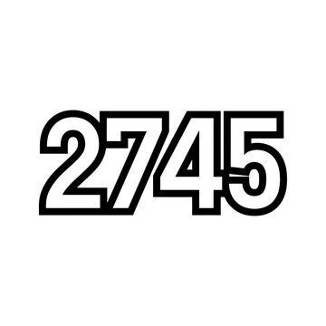 Bold Black Numbers 2745 Isolated on White Background