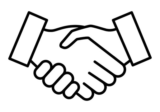 Icono de apret&oacute;n de manos como s&iacute;mbolo de acuerdo comercial en color blanco y negro