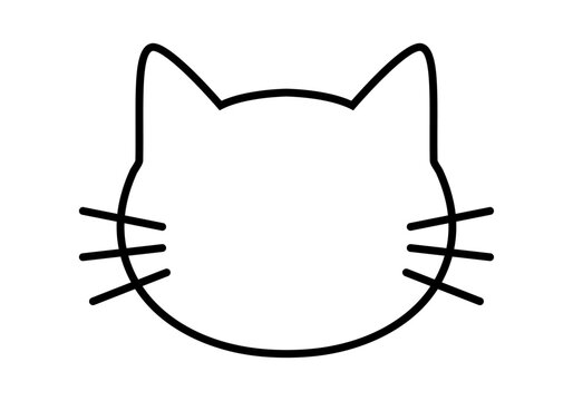 Contorno de la cabeza de un gato con bigotes en color blanco y negro