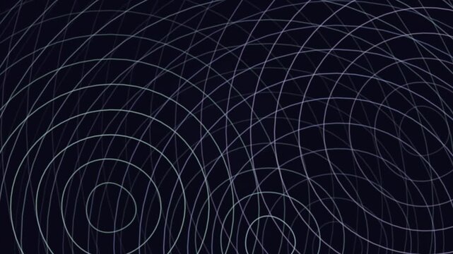 Abstract geometric pattern with concentric circles and grid lines on dark background.