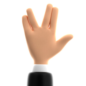 3D Cartoon Alien Hand Gesture Isolated