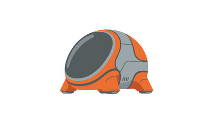 Fototapeta premium Futuristic capsule pod vehicle featuring an orange and grey design ideal for modern urban transport concepts and advanced technology illustrations.