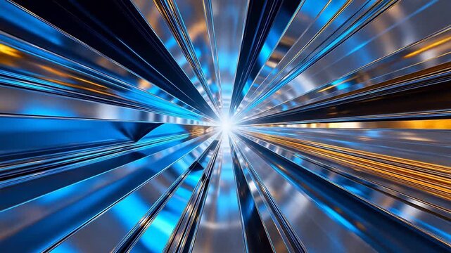 Abstract metallic tunnel with light