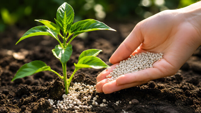 fertilizing young plant