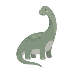 Long Neck Dinosaur Illustration in Cute Kawaii Cartoon Style © Felipe