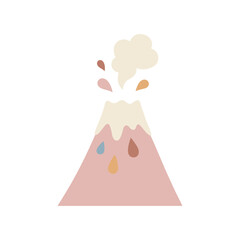 Volcano Illustration in Cute Kawaii Cartoon Style © Felipe