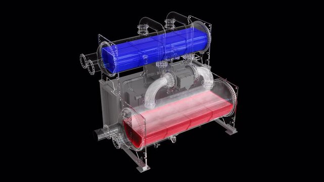 3D Animation of Water-cooled Heat Pump Unit Working Principle