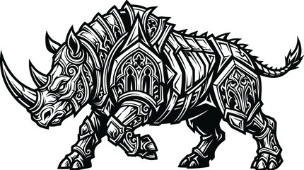Fantasy Rhinoceros Warrior Armor Illustration © kuncoro