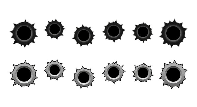 Spiky bullet hole impact illustrations
