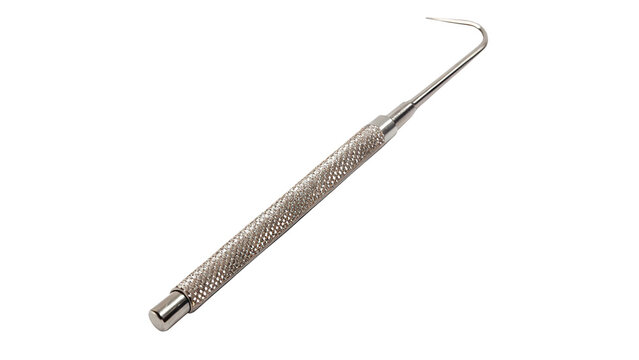 Red handle manual ice pick sharp steel tool isolated on a transparent background