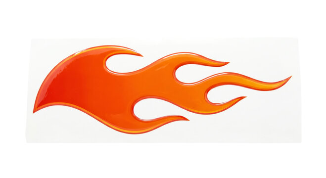 Classic hot rod flame decal design with vibrant orange and yellow colors