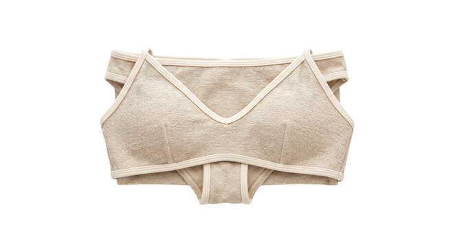 Comfortable beige textured bralette with V-neck and delicate straps