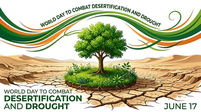 World day to combat desertification and drought conceptual green tree