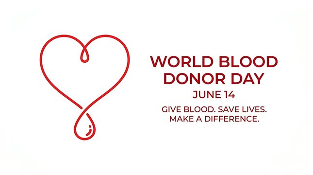 World blood donor day concept design with minimalist heart shape and drop
