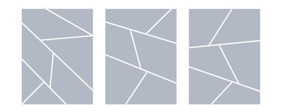 Image collage layout template. Grey mosaic mood board grid collection. Picture frame set. Photo album idea for banner, poster, comic page, flyer, brochure, booklet, memory wall design. Vector pack