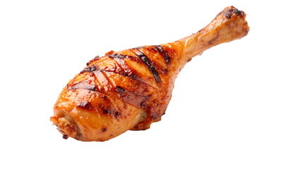 Delicious cooked barbecue chicken drumstick leg bone isolated on a transparent background © PNG_MEGAStock