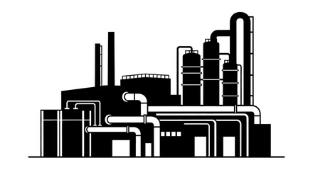 Obraz premium Industrial Factory Plant Silhouette Icon