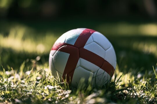 England flag soccer ball on the grass