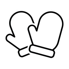 Pair of winter mittens line art icon for seasonal cold weather gear © Najmin